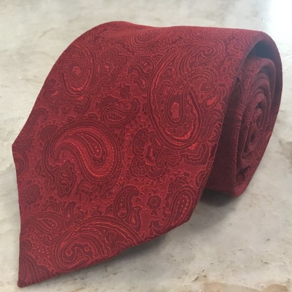 TASSO ELBA RED PAISLEY SILK TIE - Picture 11 of 12